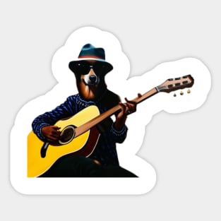 Coolest Dog playing guitar Sticker